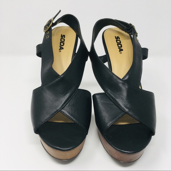 Soda Platform Wedge Strappy Open Toe Sandal 10 10M - Picture 4 of 7